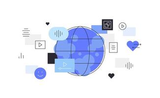 Data exchange. Globe, communication and connection concept,Internet and media content vector