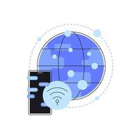 Internet and Wifi connection. Messenger app and chat. Online. Globe vector