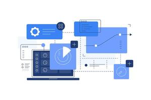 Dashboard interface and big data. Flat illustration vector
