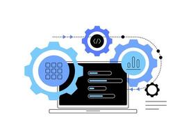 Data processing, programming and digital work. Computing and development vector