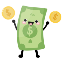 Cute Mr. Money and Coins Cartoon png