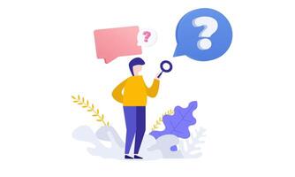 man holding magnifying glass looking through design vector