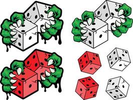 Illustration of a dice game and a cartoon monster claw vector