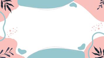 A pink and blue background with leaves and flowers Hand draw abstract floral background soft color geometric shapes, dots, and lines for presentation vector
