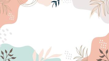 Abstract background with leaves and flowers Hand draw abstract floral background soft color geometric shapes, dots, and lines for presentation vector