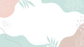 A pink and blue background with leaves and flowers geometric shapes, dots, and lines for presentation vector