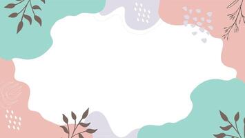 Square frame with leaves and flowers on it geometric shapes, dots, and lines for presentation vector