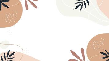 A square frame with leaves and flowers on it geometric shapes, dots, and lines for presentation vector