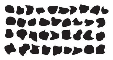 Abstract liquid organic black irregular blotch shapes flat style design fluid. liquid shadows random shapes. Black cube drops simple shapes. vector