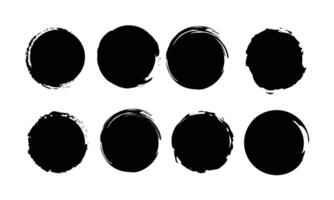 Black grunge round shapes. Brush strokes frames elements, frames for design isolated on white background. vector