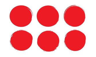 Hand painted grunge circle. Red round blob hand drawn with ink brush. Japanese red circle painted with brush. hand drawn rough scribble texture effect red circle, grunge crayon stamp. vector