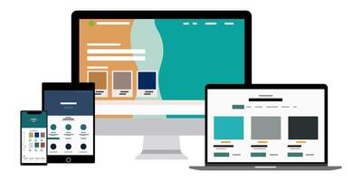 Concept web design, website page development. The working process. Template landing page for website. Web development, optimization, user experience. Website layout elements, photo, data transfer. vector