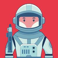 an astronaut holding a gun and a red background vector