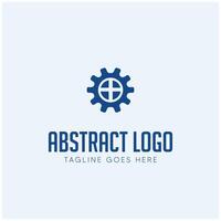abstract logo design with gears and a blue background vector