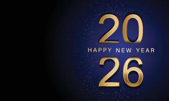 2025 Glitter golden numbers. Shiny 2026 New Year glowing digits isolated on black background vector