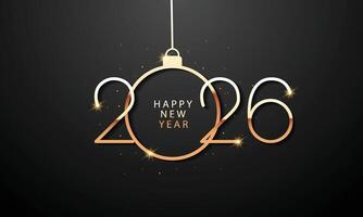 2026 Happy New Year Design with golden number. vector