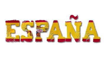 Espana Text with Spain Flag Waving Inside. Seamless Loop Animation on Transparent Background. video