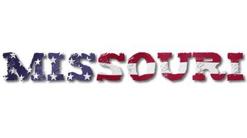 Missouri Text with USA Flag Waving Inside. Seamless Loop Animation on Transparent Background. video