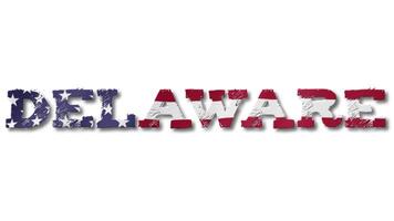 Delaware Text with USA Flag Waving Inside. Seamless Loop Animation on Transparent Background. video