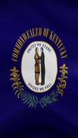 Kentucky State Waving Flag in Vertical Orientation. Realistic Flag Animation. Seamless Loop Background. video