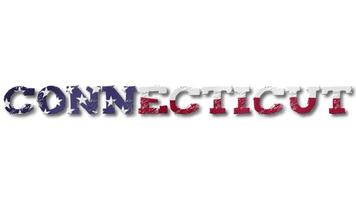Connecticut Text with USA Flag Waving Inside. Seamless Loop Animation on Transparent Background. video