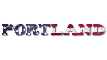 Portland Text with USA Flag Waving Inside. Seamless Loop Animation on Transparent Background. video
