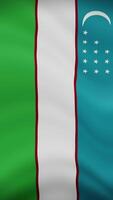 Uzbekistan Waving Flag in Vertical Orientation. Realistic Flag Animation. Seamless Loop Background. video