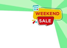 Text with stylist shape, Weekend Sale tag label, promotional graphic element design for advertisement. vector