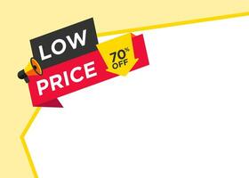 Low Price text with image placeholder to add product or service, promotional tag label design for advertisement. vector