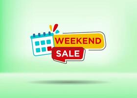Stylist and colorful tag design with Weekend Sale text for promotional or advertisement label design. vector