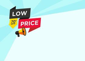 Text with stylist shape, Low Price tag label, promotional graphic element design for advertisement. vector