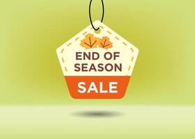 End of Fall Season tag label design with image frame and colorful element, promotional for advertisement. vector