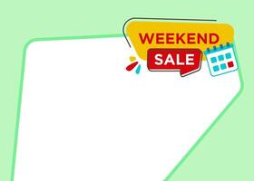 Weekend Sale tag label design with image frame and colorful element, promotional for advertisement. vector