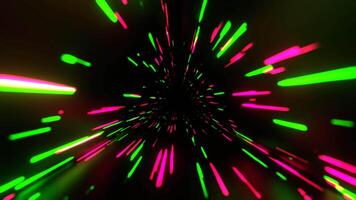 Pink and Green Chaotic Neon Glow in Triangle Tunnel Background VJ Loop in 4K video