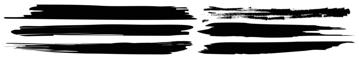 Black Brush Stroke Design Set Featuring Grunge Textures and Bold Hand Drawn Elements for Abstract Art and Graphic Projects vector