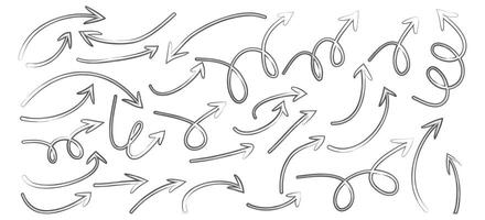 Hand Drawn Arrow Set paint brush arrow set brush stock arrow set Curved Twisted and Looped Sketch Arrows for Presentations Highlights vector