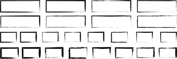 Grunge-Style Rectangular Frame Set Featuring Distressed, Hand-Drawn Borders eps file vector
