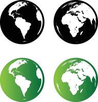 Globe Icon Set Featuring Modern and Minimal Earth Symbols for Global Connectivity, Web, Travel, and International Themes vector