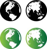 Globe Icon Set Featuring Modern and Minimal Earth Symbols for Global Connectivity, Web vector