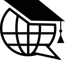 Globe with Graduation Cap Logo Representing Global Learning, Academic Excellence vector