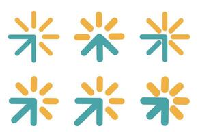Abstract Upward Arrow and Sunburst Icon Set Representing Growth, Progress, and Innovation in a Bold Modern Design Style vector
