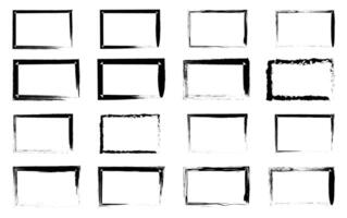 Grunge-Style Rectangular Frame Set Featuring Distressed, Hand-Drawn Borders for Graphic Design, Layouts, and Textures vector