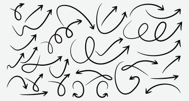 Hand Drawn Arrow Set paint brush set arrow set brush stock arrow set Twisted and Looped Sketch Arrows set vector