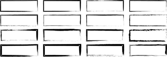 Grunge-Style Rectangular Frame Set Featuring Distressed, Hand-Drawn Borders for Graphic Design, Layouts vector
