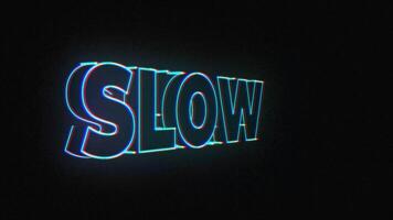 Single Word 3D Wireframe Typography with Neon Glow Effect. SLOW. video