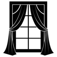 Minimalist Window with Curtains in Black and White Design vector