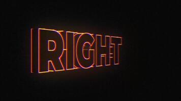 3D Glowing Text Wireframe Style Word on Dark Background. RIGHT video