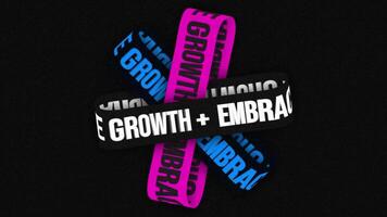 Realistic 3D Typography Loops with Text Bands Motion Design. Embrace Growth video