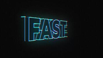Glowing 3D Text in Wireframe Style with Futuristic Neon Lighting. Fast video