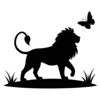 Lion with Butterfly Symbolizing Nature and Wildlife vector